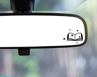 Book Decal, Reading Decal, Book Lover Gift, Rearview Mirror Decal, Mini Decal, Tiny Decal, Indoor/Outdoor Vinyl, Many Colors, FREE SHIPPING