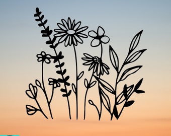 Wildflower Decal, Boho Decal, Gift For Plant Lovers, Car Decal, Indoor/Outdoor, Waterproof, Vinyl, Many Colors & Sizes