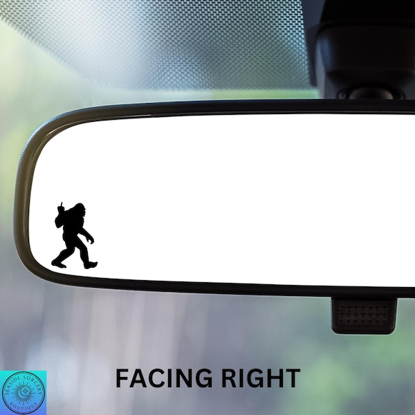 Sasquatch Decal, Mini Bigfoot, Middle Finger Sasquatch, Rearview Mirror Decal, Indoor/Outdoor Vinyl, Mini Decal, Many Colors, Free Shipping