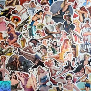 Retro Girl Stickers, Vintage Women, Pin Up Girl, Random Sticker Pack 10/20/50 Piece, NO REPEATS, Waterproof, UV  Resistant, Free Shipping