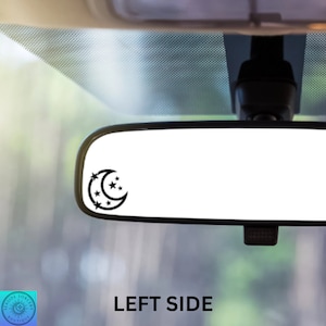 Stars And Moon Decal, Mini Crescent Moon, Rearview Mirror Decal, Car Decal, Indoor/Outdoor Vinyl, Mini Decal, Many Colors, Free Shipping