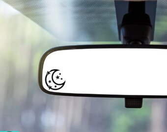 Stars And Moon Decal, Mini Crescent Moon, Rearview Mirror Decal, Car Decal, Indoor/Outdoor Vinyl, Mini Decal, Many Colors, Free Shipping