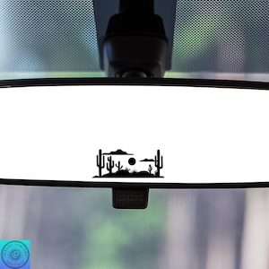 Cactus Decal, Desert Scene, Southwestern, Rearview Mirror Decal, Mini Decal, Tiny Decal, Indoor/Outdoor Vinyl, Many Colors, FREE SHIPPING
