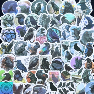 Crow Stickers, Raven Stickers, Corvid Stickers, Random Sticker Packs 10/20/50 Piece, NO REPEATS, Waterproof, Fade Resistant, Free Shipping