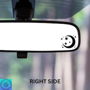 Stars And Moon Decal, Mini Crescent Moon, Rearview Mirror Decal, Car Decal, Indoor/Outdoor Vinyl, Mini Decal, Many Colors, Free Shipping
