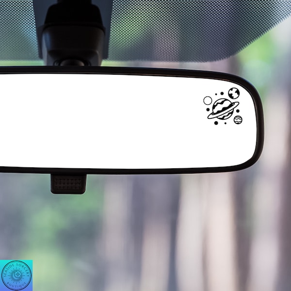 Planets Decal, Solar System, Science, Rearview Mirror Decal, Mini Decal, Tiny Decal, Indoor/Outdoor Vinyl, Many Colors, FREE SHIPPING