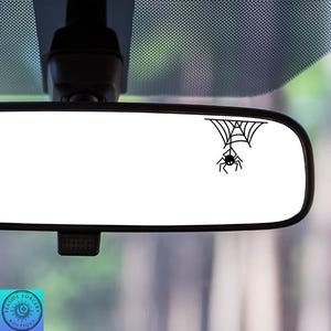 Spider Decal, Spiderweb Decal, Mini Spider, Rearview Mirror Decal, Car Decal, Indoor/Outdoor Vinyl, Mini Decal, Many Colors, Free Shipping