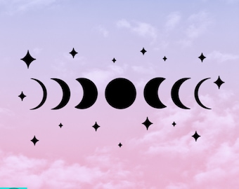 Moon Phases Decal, Moon Magic, Mystical Moon, Car Decal, Indoor/Outdoor, Waterproof, Vinyl, Many Colors & Sizes, FREE SHIPPING