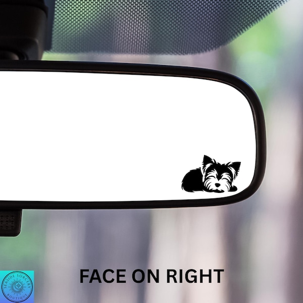 Yorkie Decal, Yorkshire Terrier, Rearview Mirror Decal, Car Decal, Easter Egg, Indoor/Outdoor Vinyl, Mini Decal, Many Colors, Free Shipping