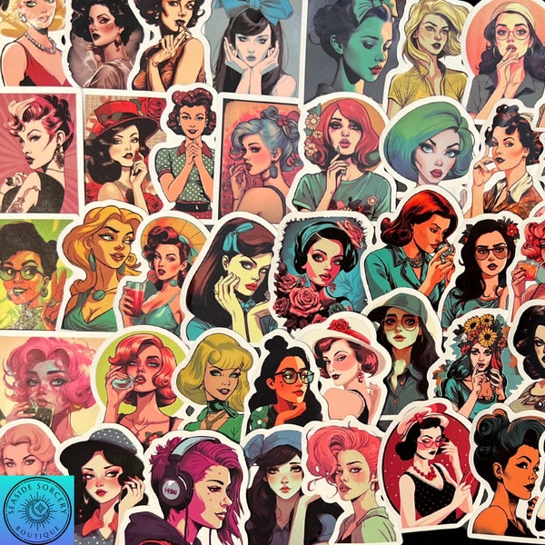 Fashion Girl Stickers, Trendy Girl Stickers, Random Sticker Packs 10/20/50 Piece, NO REPEATS, Waterproof, Fade Resistant, Free Shipping