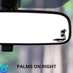 Palm Tree Decal, Palm Trees On Beach, Beachy, Rearview Mirror Decal, Car Decal, Indoor/Outdoor Vinyl, Mini Decal, Many Colors, Free Shipping
