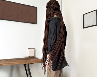 80-100 cm long chocolate brown  synthetic DE dreadlocks (double ended)