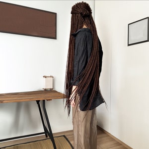 Rallonge extra longue pour dreadlocks synthétiques brun chocolat à double extrémité (80-100 cm, 31'-39' pouces)