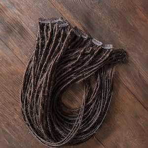 CLIP-IN Chocolate Brown Synthetic Double-Ended Dreadlocks Extensions (50-60 cm - 20&#39;-24&#39; inches)