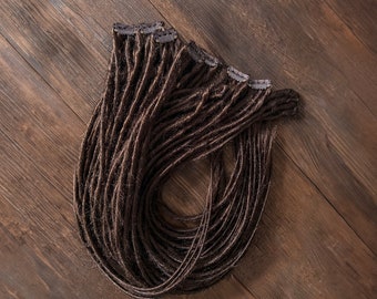 CLIP-IN Chocolate Brown Synthetic Double-Ended Dreadlocks Extensions (50-60 cm - 20&#39;-24&#39; inches)