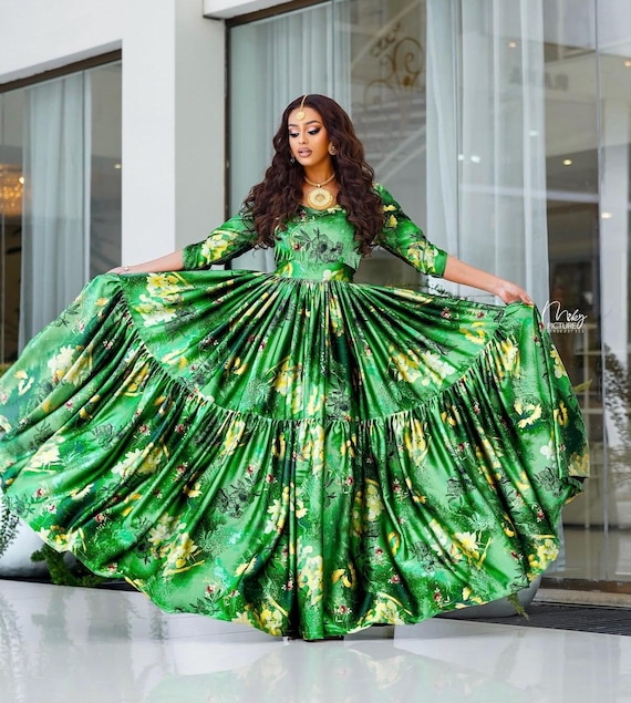 luxurious chiffon dresses Luxury Green Habesha Dress with Matching Netela Ethiopian and Eritrean Formal Kemis made to your exact Color:Red / Black Floral Embroidered chiffon festival western outfit SKIMS Sheer Modal Off