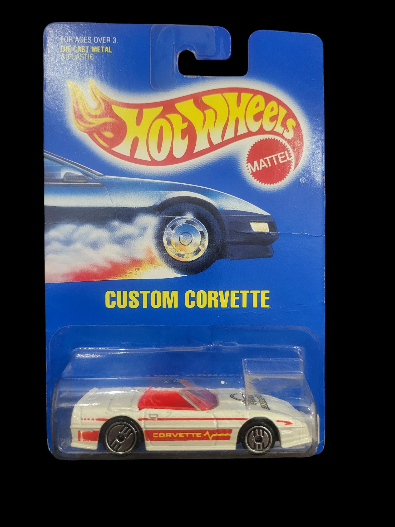 Hot Wheels Mattel Custom Corvette 200 - White Car From 1991 On Original Blue Card
