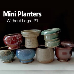 Mini Handmade Planter Without Legs, Unique Tiny Succulent Flower Pot, Ceramic Cactus Mini Planter with Drainage, Extra Small Planter Pots