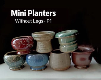 Mini Handmade Planter Without Legs, Unique Tiny Succulent Flower Pot, Ceramic Cactus Mini Planter with Drainage, Extra Small Planter Pots