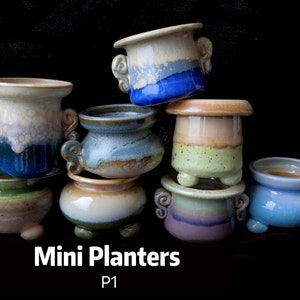 Mini Handmade Planter, Unique Mini Succulent Flower Pot, Ceramic Mini Planter with Drainage, Extra Small Planter, Desktop Art Decor Planter