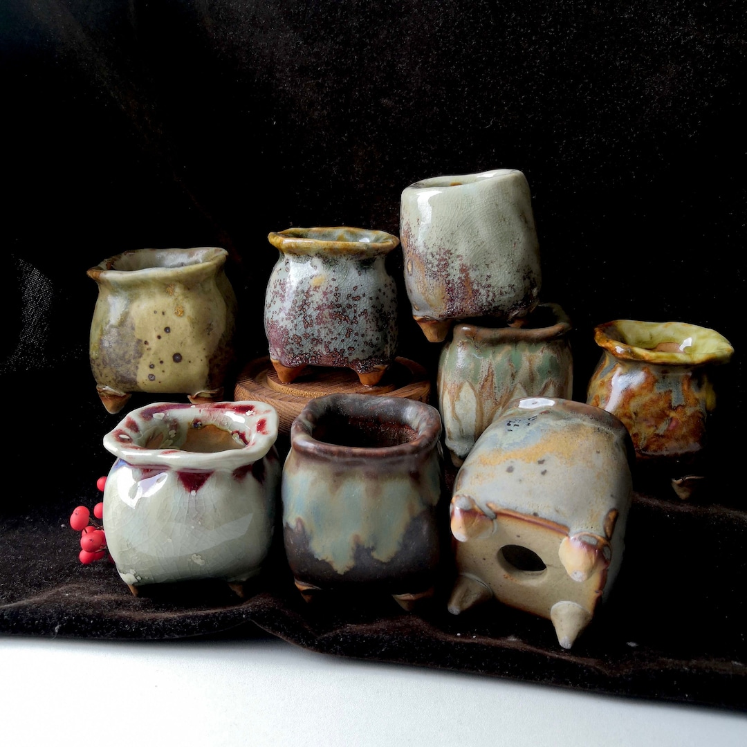 Extra Thick Hand Pinched Planter, Mini Succulent Flower Pot, Ceramic