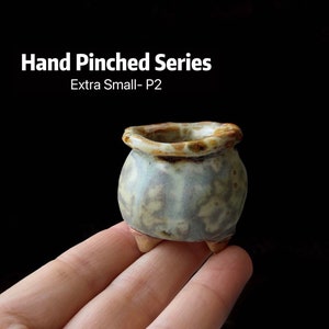 Extra Small Thick Hand Pinched Planter, Unique Mini Succulent Flower Pot, Ceramic Mini Planter with Drainage, Indoor Planter, Small planter
