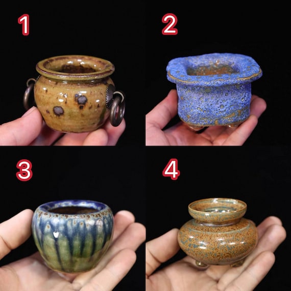 Exquisite Collection Mini-Übertopf, Mini-Sukkulenten-Blumentopf, Keramik- Mini-Übertopf mit Drainage, kleiner Übertopf, handgemachter Indoor-Übertopf