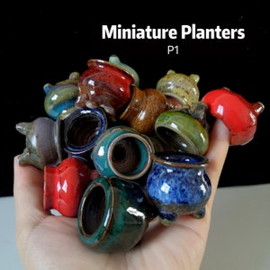 Miniature Handmade Planter, Unique Mini Succulent Flower Pot, Ceramic Mini Planter with Drainage, Extra Small Planter Desktop Art Decor Plan