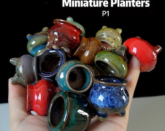 Miniature Handmade Planter, Unique Mini Succulent Flower Pot, Ceramic Mini Planter with Drainage, Extra Small Planter Desktop Art Decor Plan