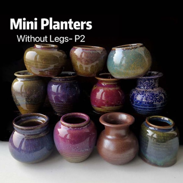 Mini Handmade Planter Without Legs, Unique Tiny Succulent Flower Pot, Ceramic Cactus Mini Planter with Drainage, Extra Small Planter Pots