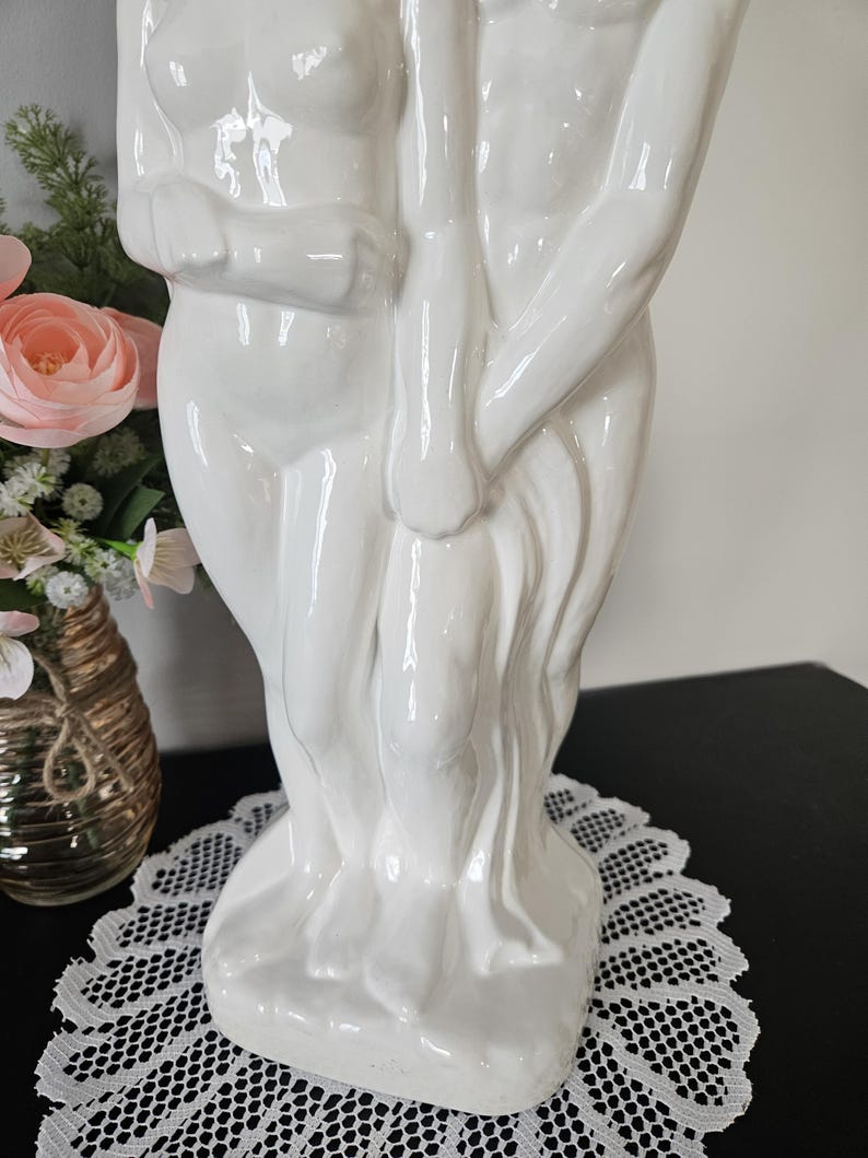 Vintage White 1980s Statue Of Naked Men And Woman Couple Lovers Kissing vintage-white-1980s-statue-of-naked-men-and-woman-couple-lovers-kissing