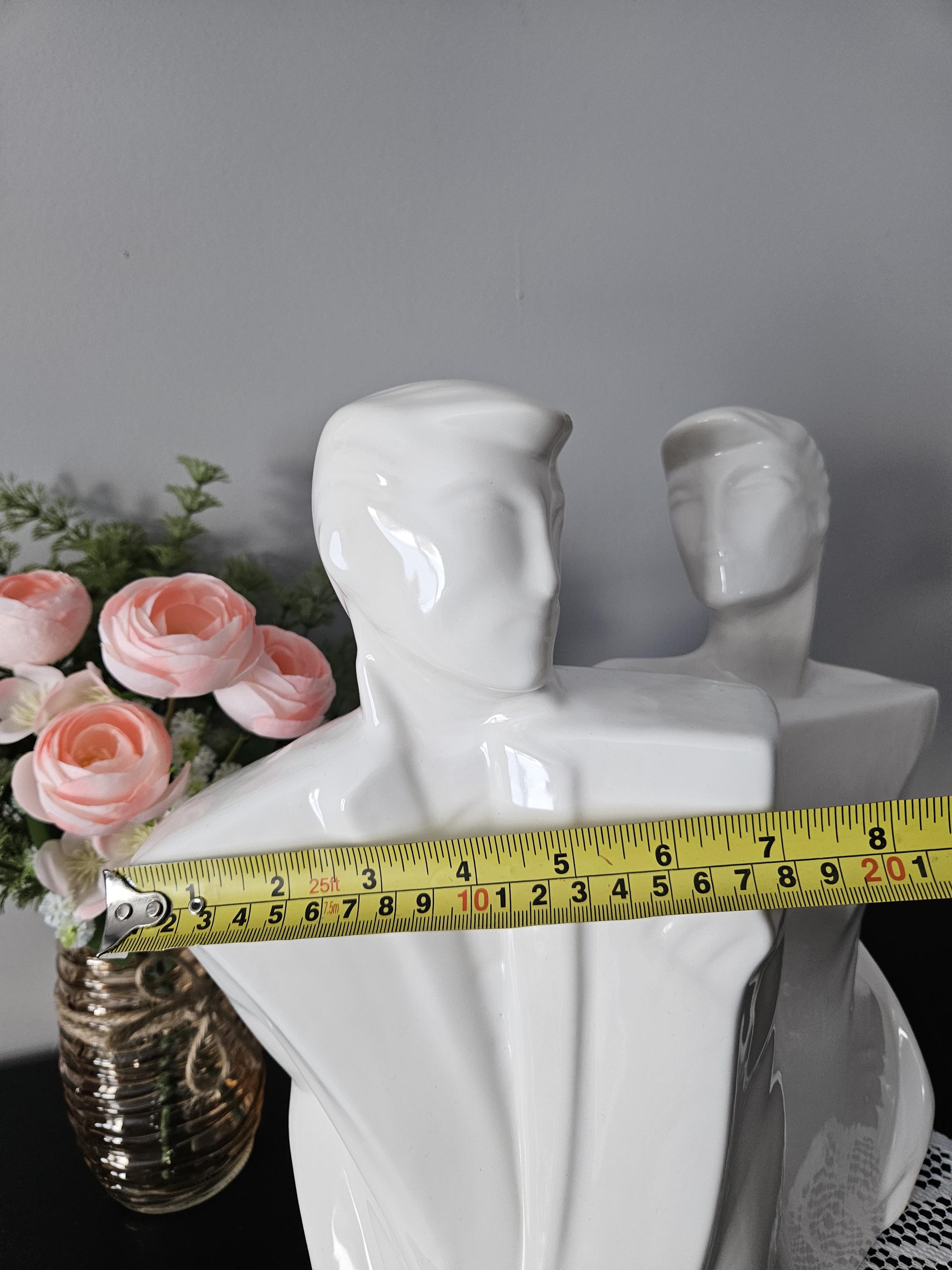 Vintage Art Deco 1980s White Large Figurines Statues Lindsey B