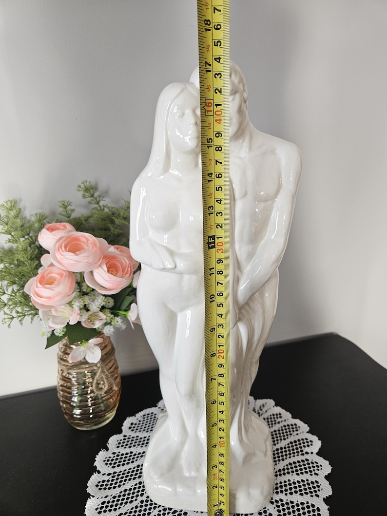 Vintage White 1980s Statue Of Naked Men And Woman Couple Lovers Kissing vintage-white-1980s-statue-of-naked-men-and-woman-couple-lovers-kissing