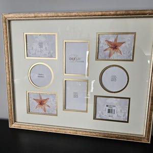 Vintage Multi Fotokollage Guld Tavelram Väggbonad Heminredning