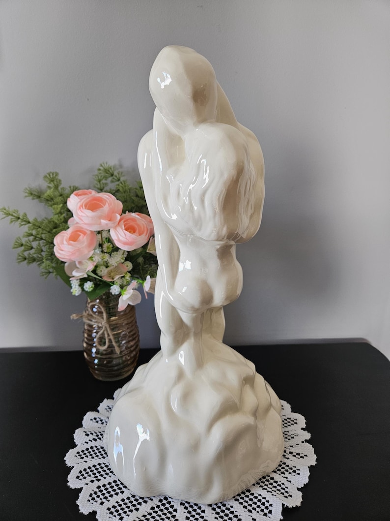 Vintage White 1980s Statue Of Naked Men And Woman Couple Lovers Kissing vintage-white-1980s-statue-of-naked-men-and-woman-couple-lovers-kissing