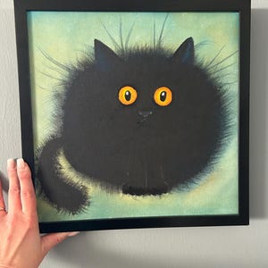 Scaredy-cat oil painting of black cat
