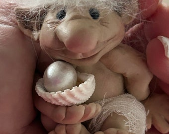 OOAK troll handmade . Fairy garden one of a kind only one available adorable Magpie troll great Mother’s Day gift