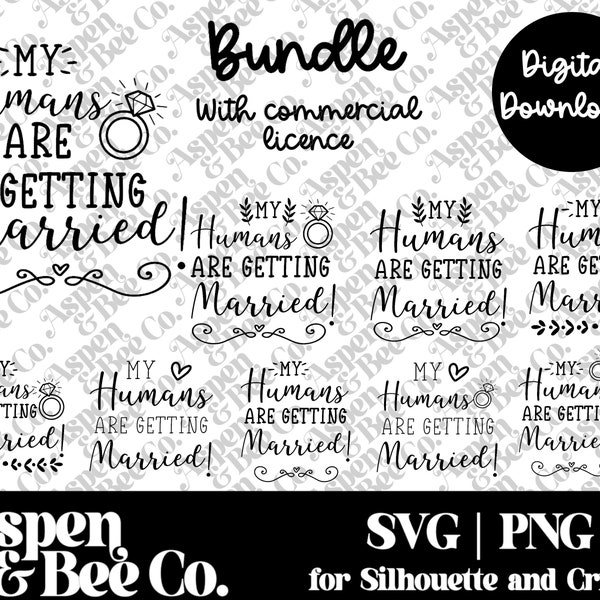 My Humans are getting married SVG BUNDLE cut files dog bandana with commercial license, wedding, engagement, perfect for pet lovers dog