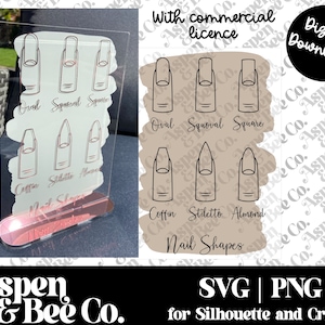 Nagelvormen grafiek teken SVG bundel 2 verschillende lettertypen PNG voor Silhouette of Cricut vinyl sticker gesneden bestand voor commercieel gebruik digitale download