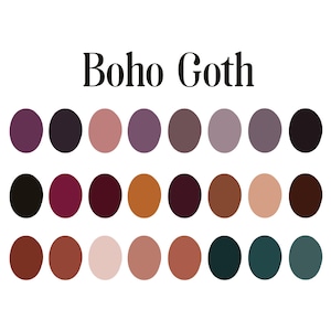 Boho Goth Procreate Color Palette with HEX codes colour swatches for Ipad illustration and Procreate Art