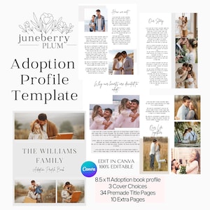 Adoption Canva Template, Neutral Adoption Profile Template, Fully Editable Adoption Family Profile, Classic and Beautiful Profile Book