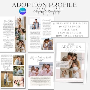 Adoption Profile Book Template Canva, Adoption Book Template, Parent Profile, Modern Parent Profile Template, Editable Adoption Template