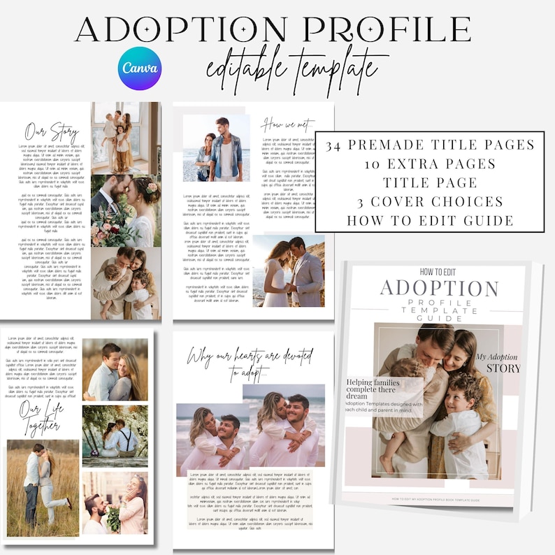 Adoption Profile Book Template Canva, Adoption Book Template, Parent ...