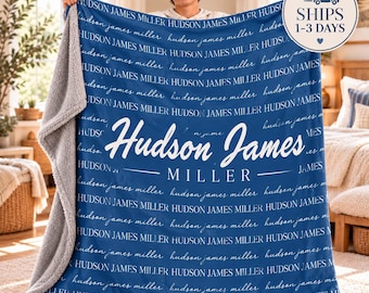 Plush Minky Name Blanket, First and Middle Name Blanket, Custom Blanket with Name, Gift for New Parents, Personalized Last Name Blanket