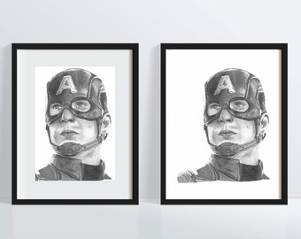 Captain America - Pencil Sketch, Graphite Pencil Drawing - Digital Sketch Art Print - portrait from photo, Digital Art File Only