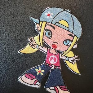 Peace Girl Iron-On Embroidered Patch – Retro Hippie Patch for Jeans, Jackets, Backpacks – Boho Peace and Love Applique