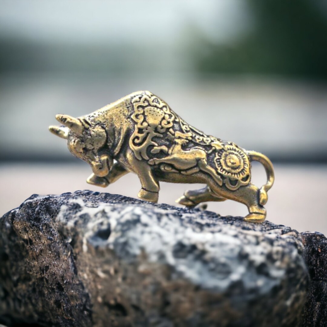 Brass Bull Statue Small Lightweight Brass Animal Brass Home Etsy
