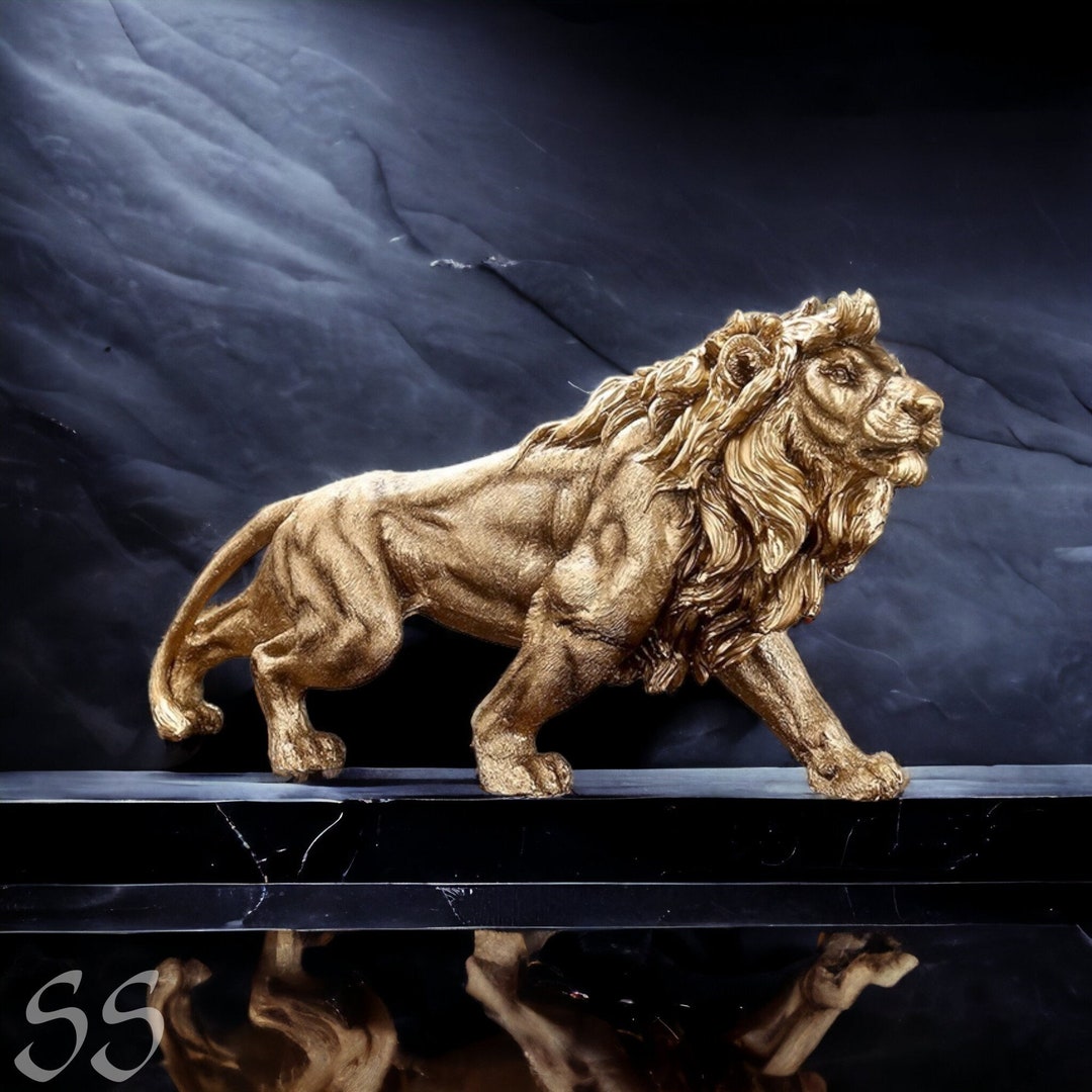 Copper Lion Figurine Antique Lion Statue Unique Lion Etsy
