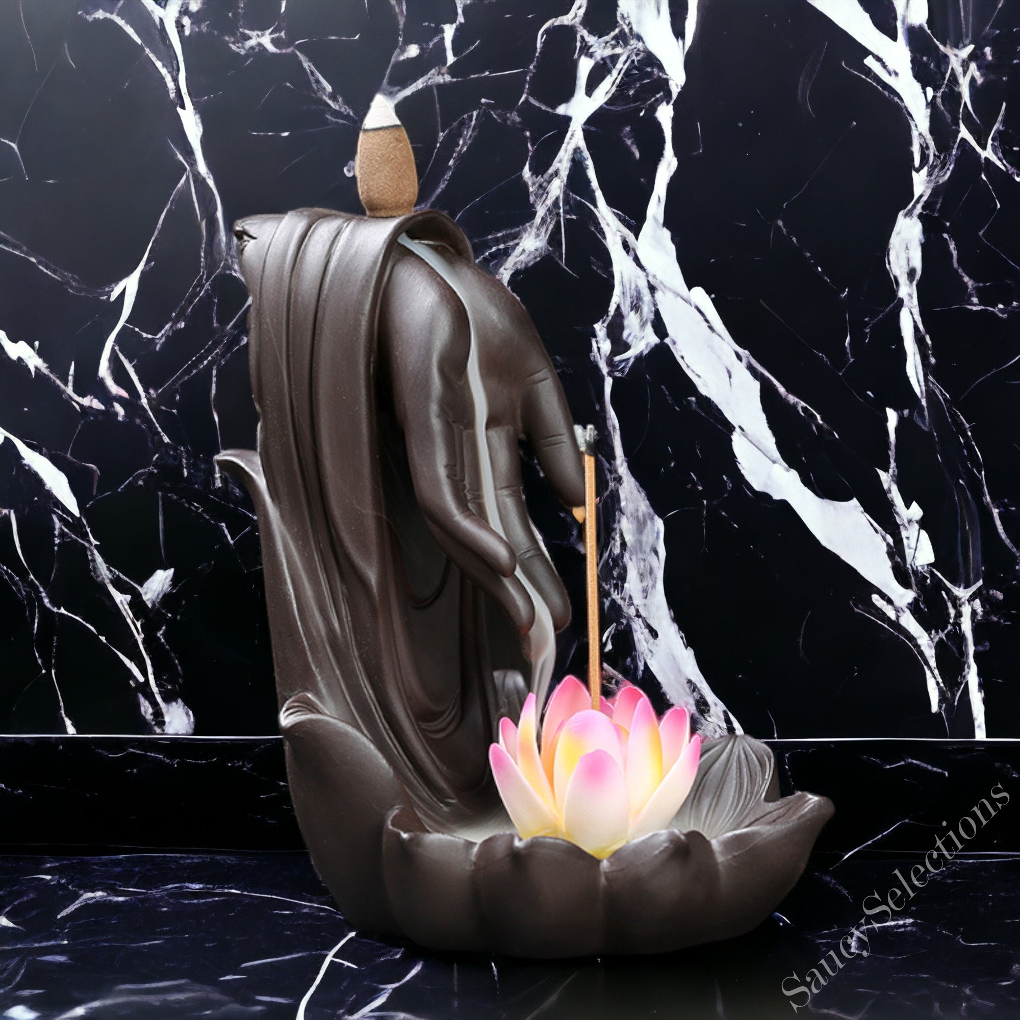 Buddha Backflow Incense Burner, Buddha Statue Incense Cone Holder
