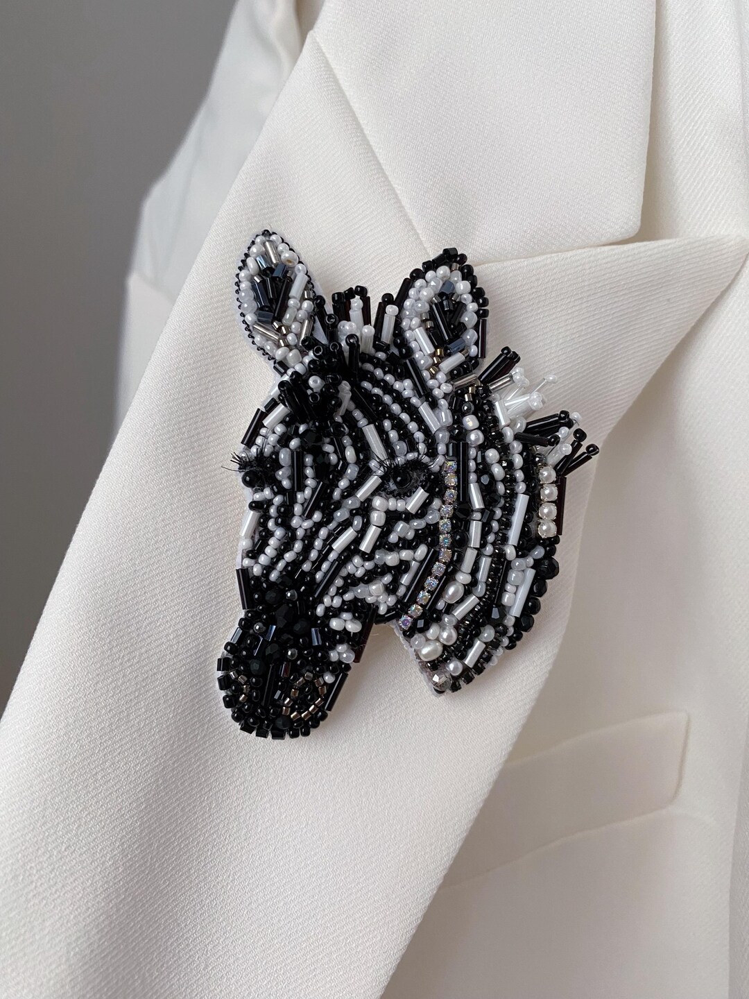 Zebra Brooch, Beaded Animal Pin, Statement Wildlife Jewelry, Safari ...
